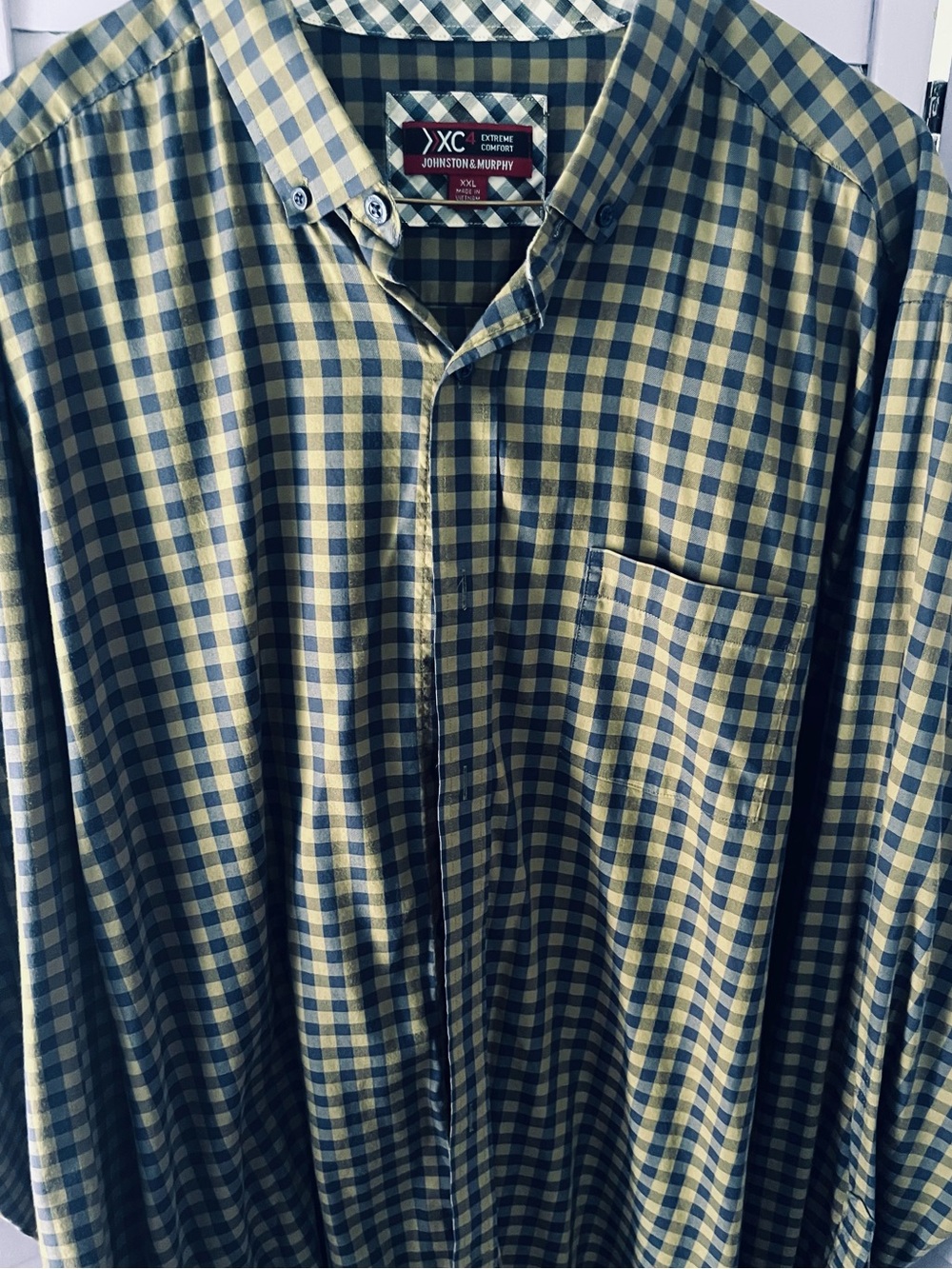 Johnston & Murphy Yellow and Navy Checked Button-Down Shirt